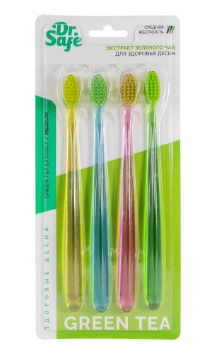 Зубная щётка набор DR.SAFE РЕТ-РBT GREEN TEE 4 шт